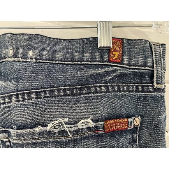 7 For All Mankind Ripped Distressed Washed relaxed Denim Button Fly sz 36 x31 - Picture 10 of 16